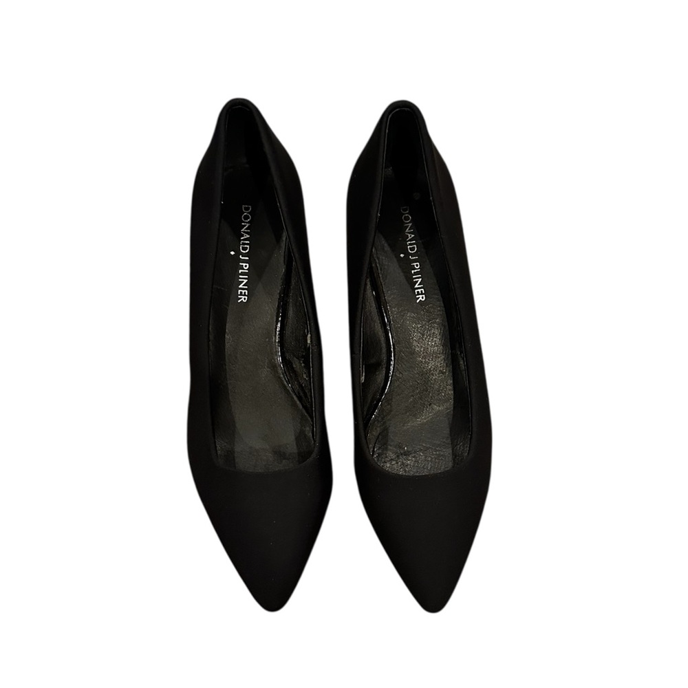 Donald J. Pliner Classic Black Fabric Leather Sole Kitten Heels Shoes Size 8 - Picture 3 of 13